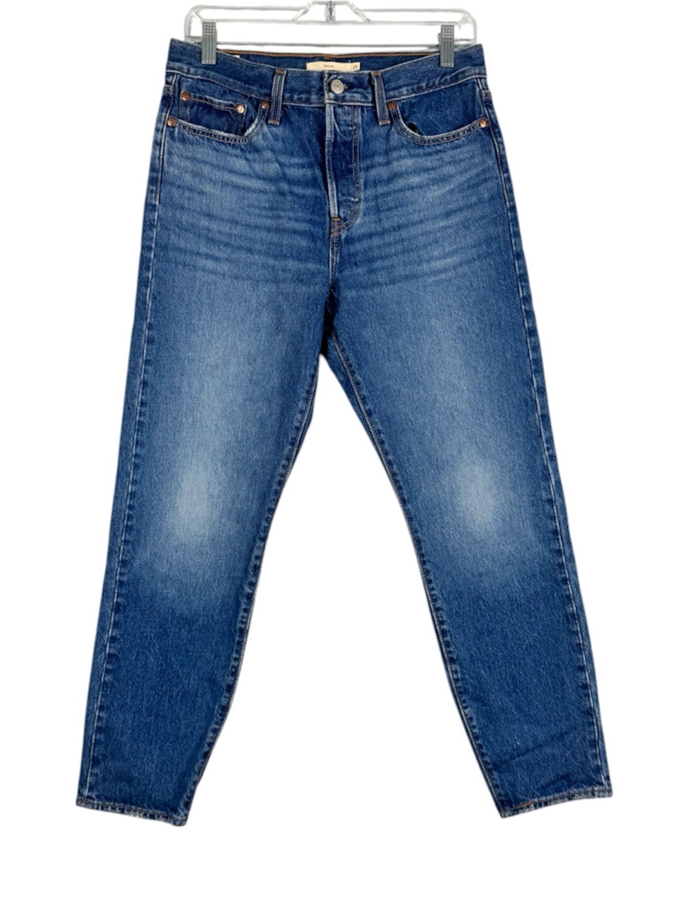 Levi's Womens Wedgie Jeans Button-Fly Straight Medium Blue Washed Size 29